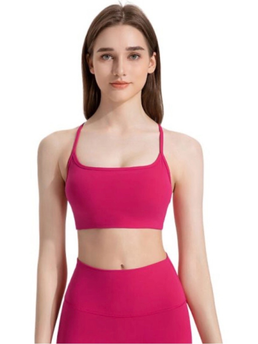 Women's fuchsia  Seamless Sports bra w glutes lifting shorts quickdri fabric